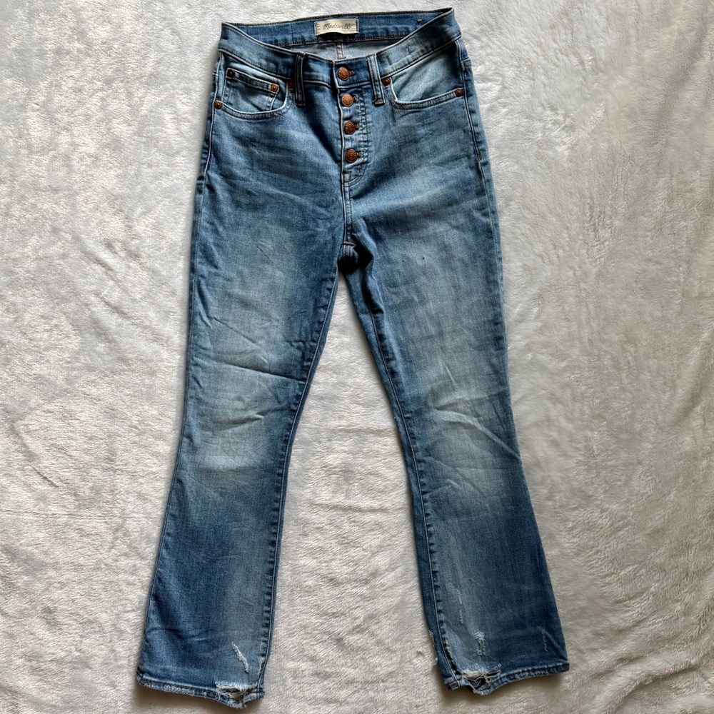Madewell Cali Demi Boot Button Fly Distressed Hem Jeans Size 25